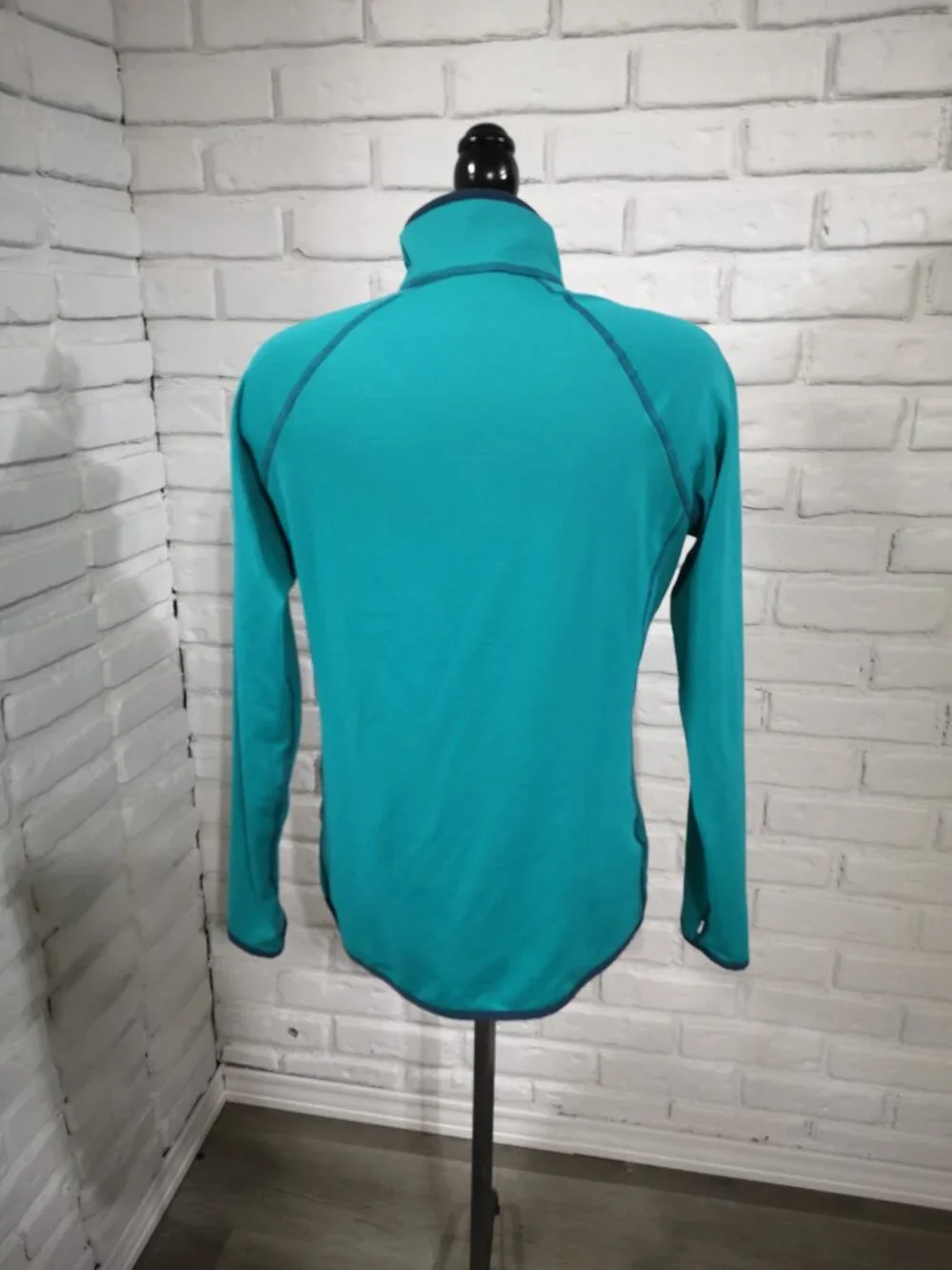 Eddie Bauer Assent Ladies Size Large Teal w/ Navy Fleece Lined Free Heat Polo - Picture 2 of 15